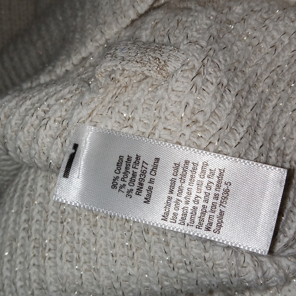 a.n.a Like New Cream & Metallic Gold Knit Tunic Sweater sz XL - Picture 5 of 8